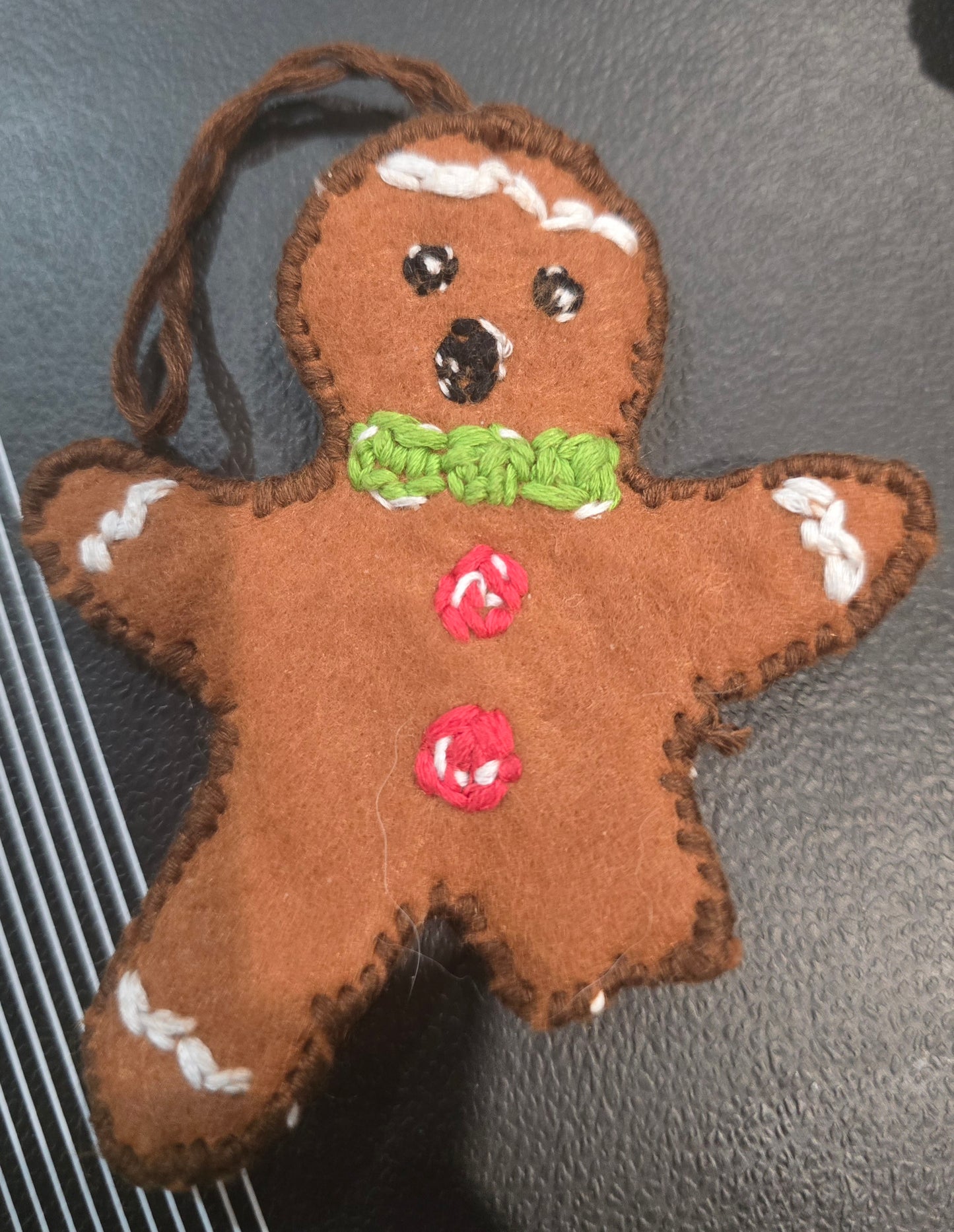 Christmas Tree Felt Decorations Handmade Bitten Gingerbread Men