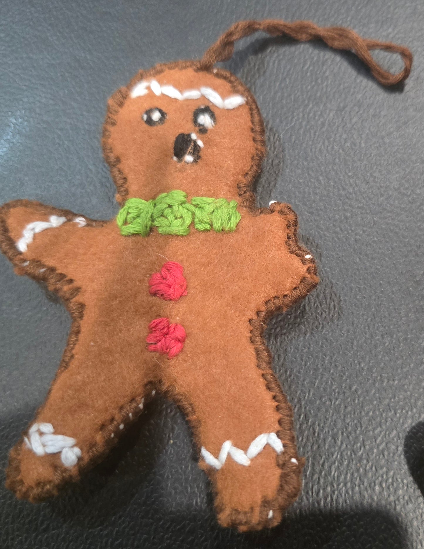 Christmas Tree Felt Decorations Handmade Bitten Gingerbread Men