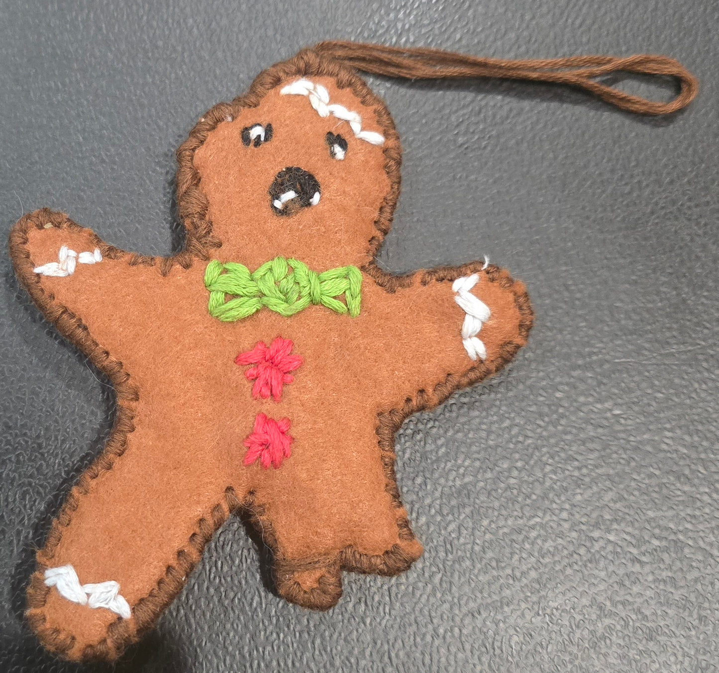 Christmas Tree Felt Decorations Handmade Bitten Gingerbread Men