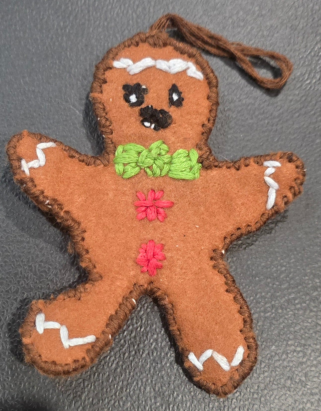 Christmas Tree Felt Decorations Handmade Bitten Gingerbread Men